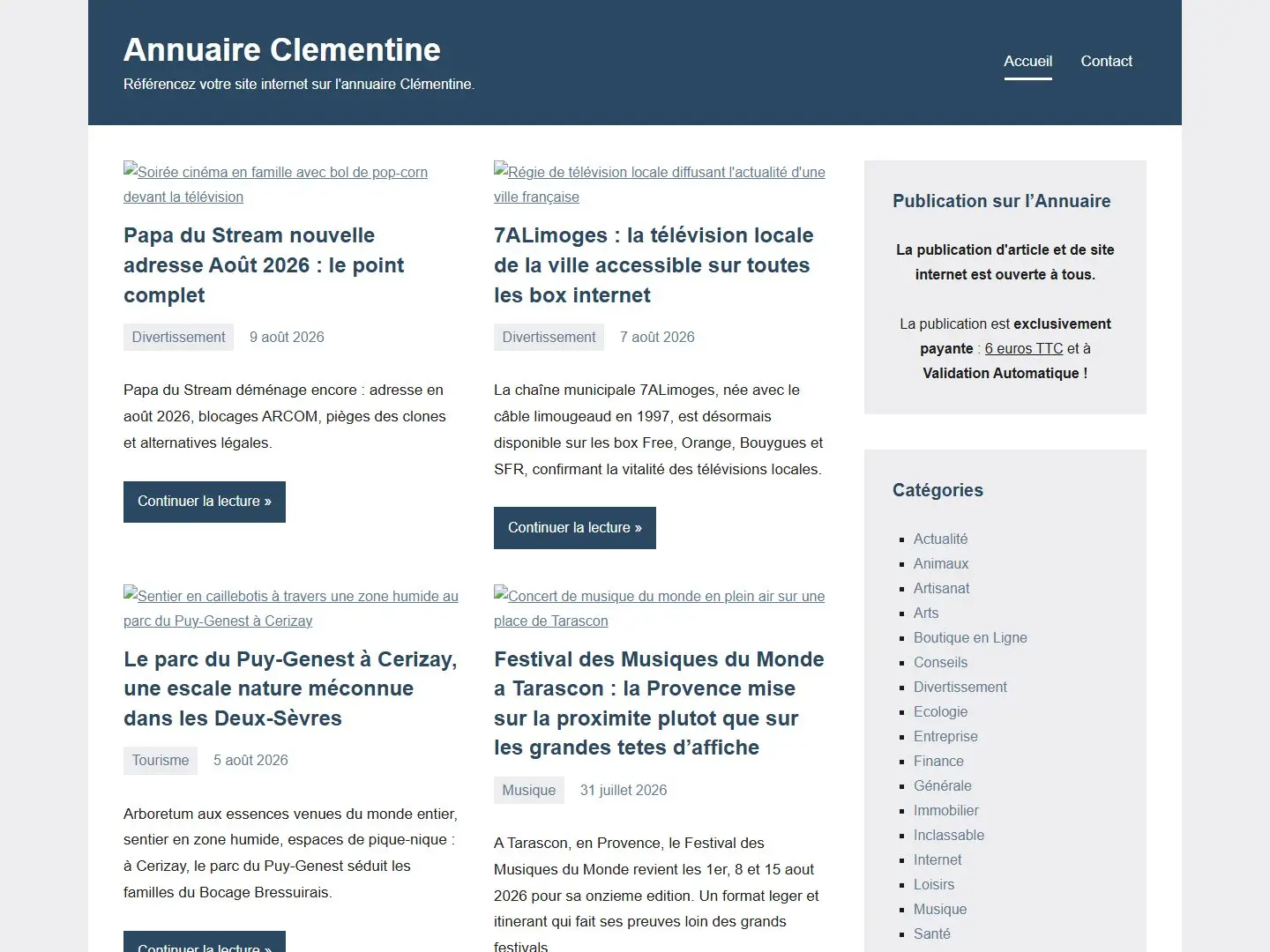 Aperçu de annuaire-clementine.com