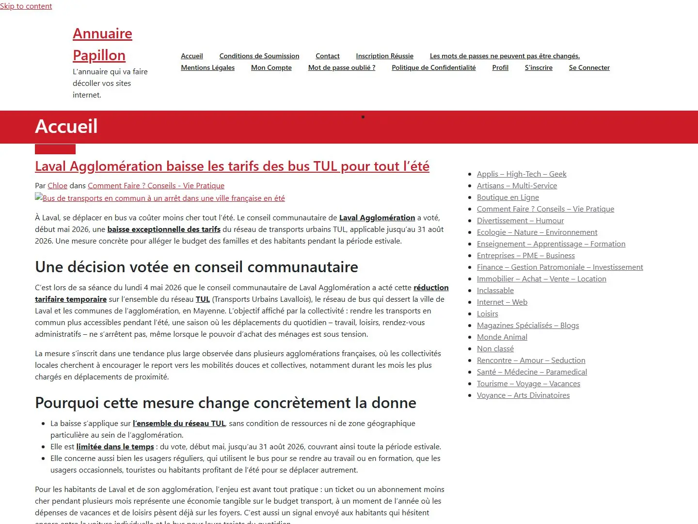 Aperçu de annuaire-papillon.com